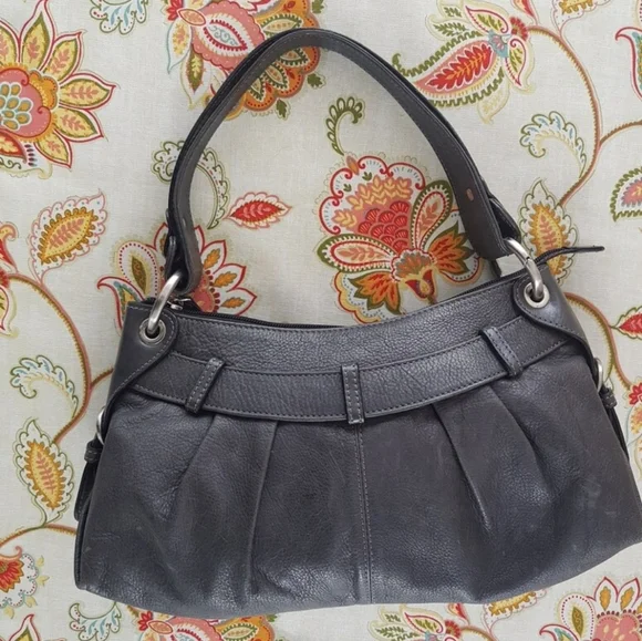 Vintage GIANNI CONTI Grey Leather Handbag - Picture 2 of 9